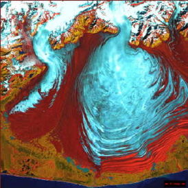Satellite photo of Alaskan glacier
